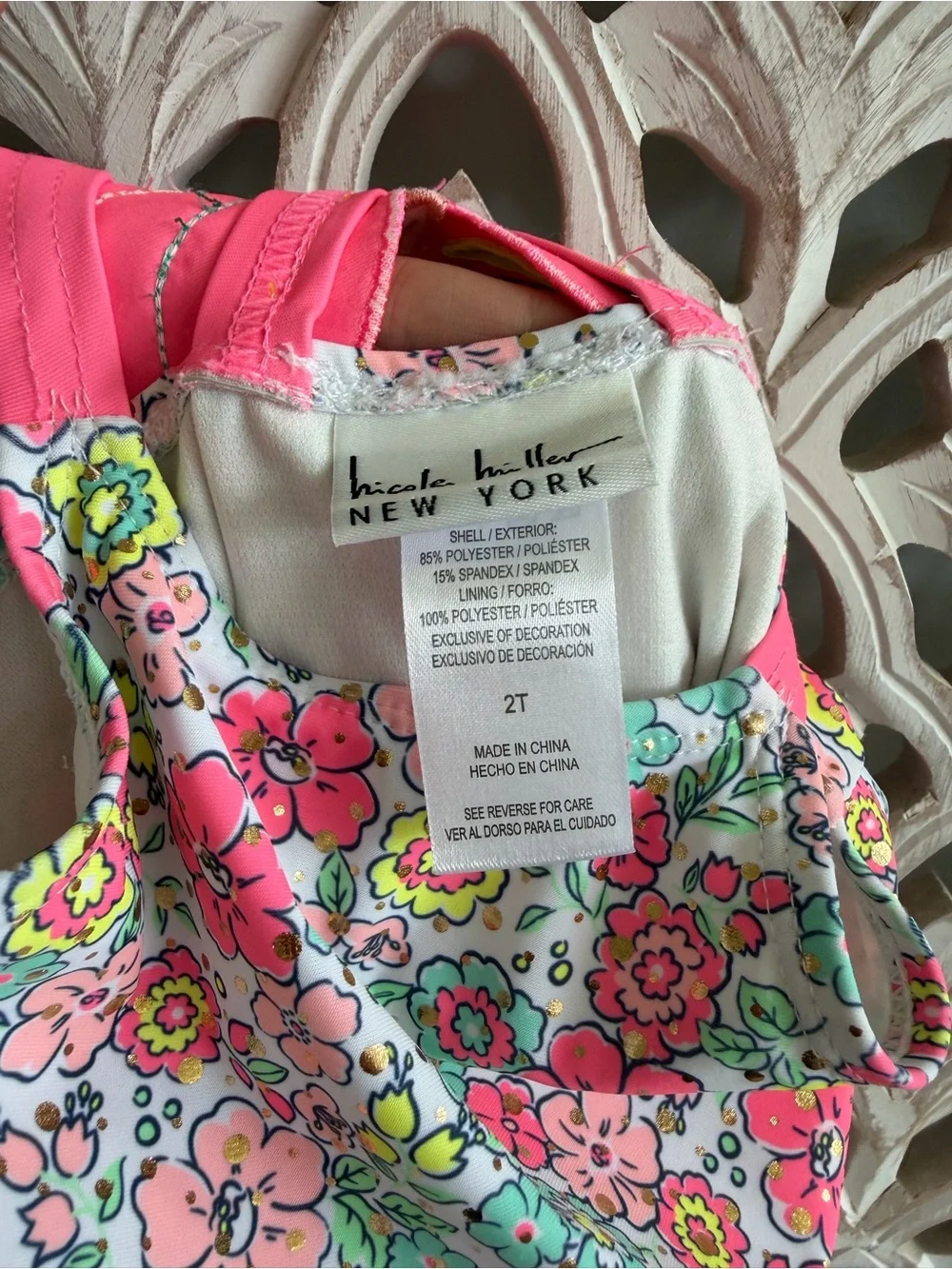 Nicole Miller Floral Butterfly One-Piece Swimsuit, 2T